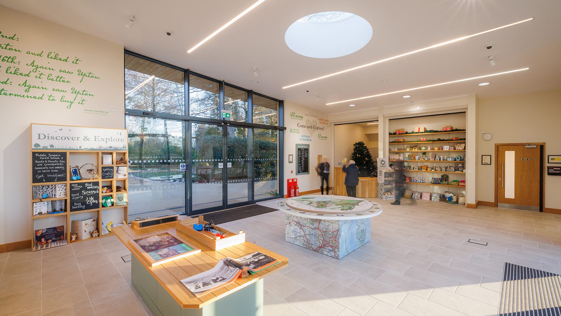 interior of welcome centre with sun light well in ceiling