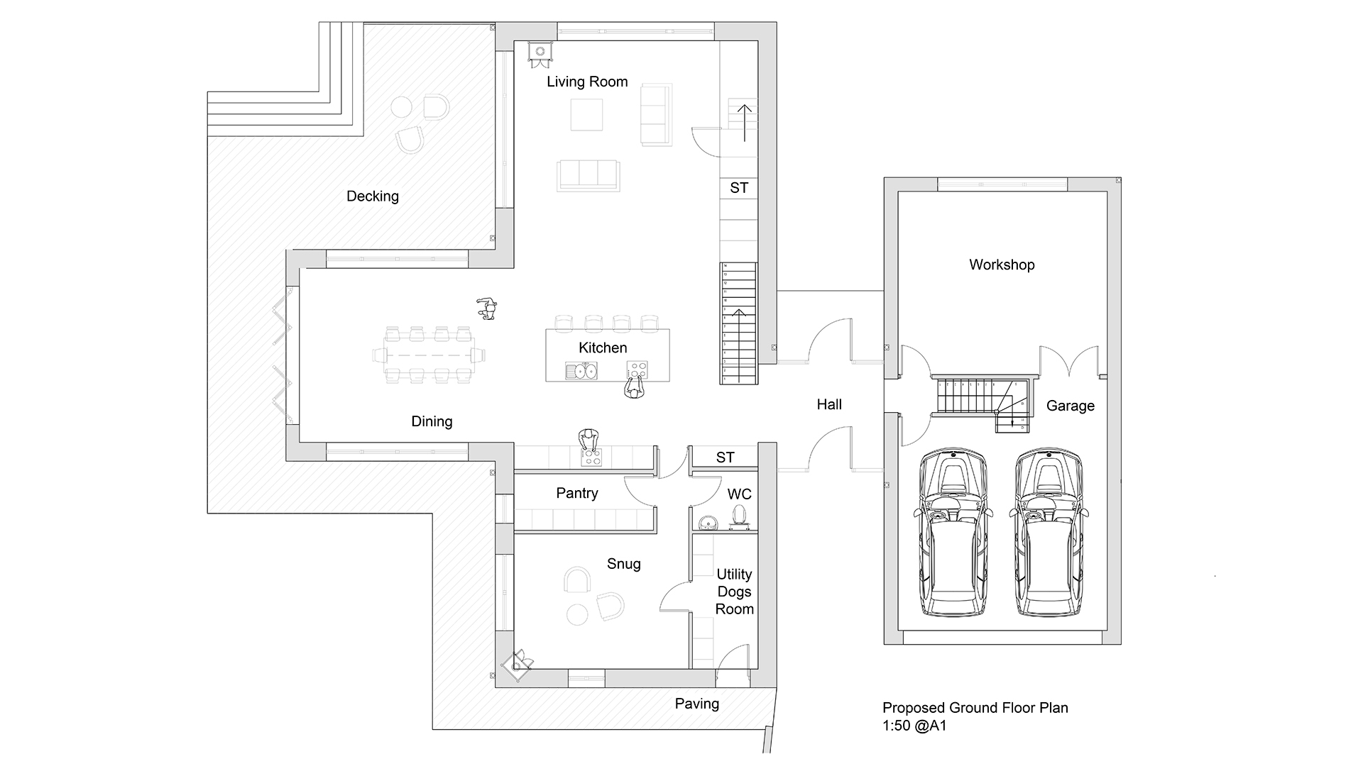 ground floor plan of house with garage