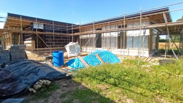 house under construction with scaffolding