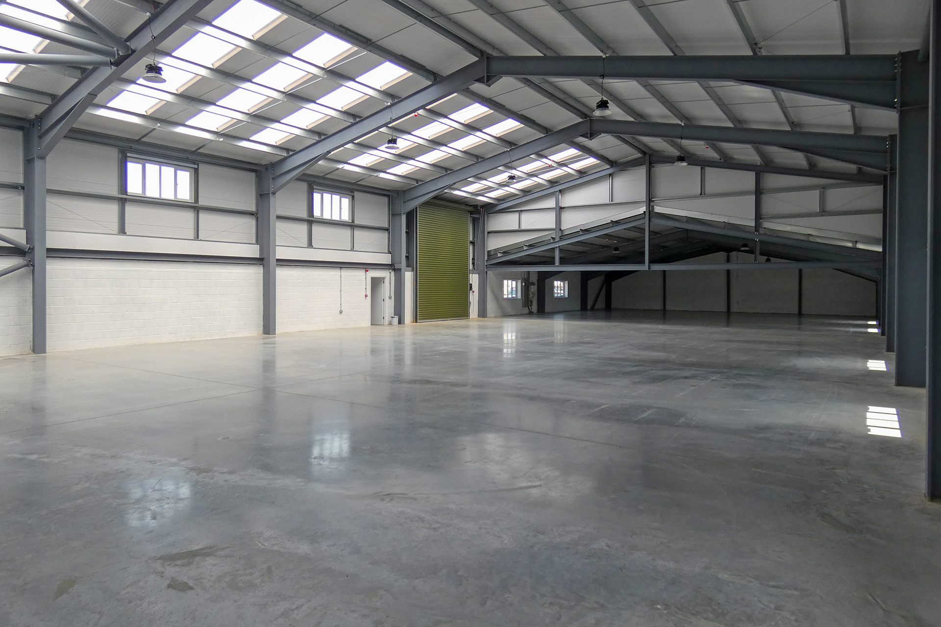 interior of large industrial unit with roof lights