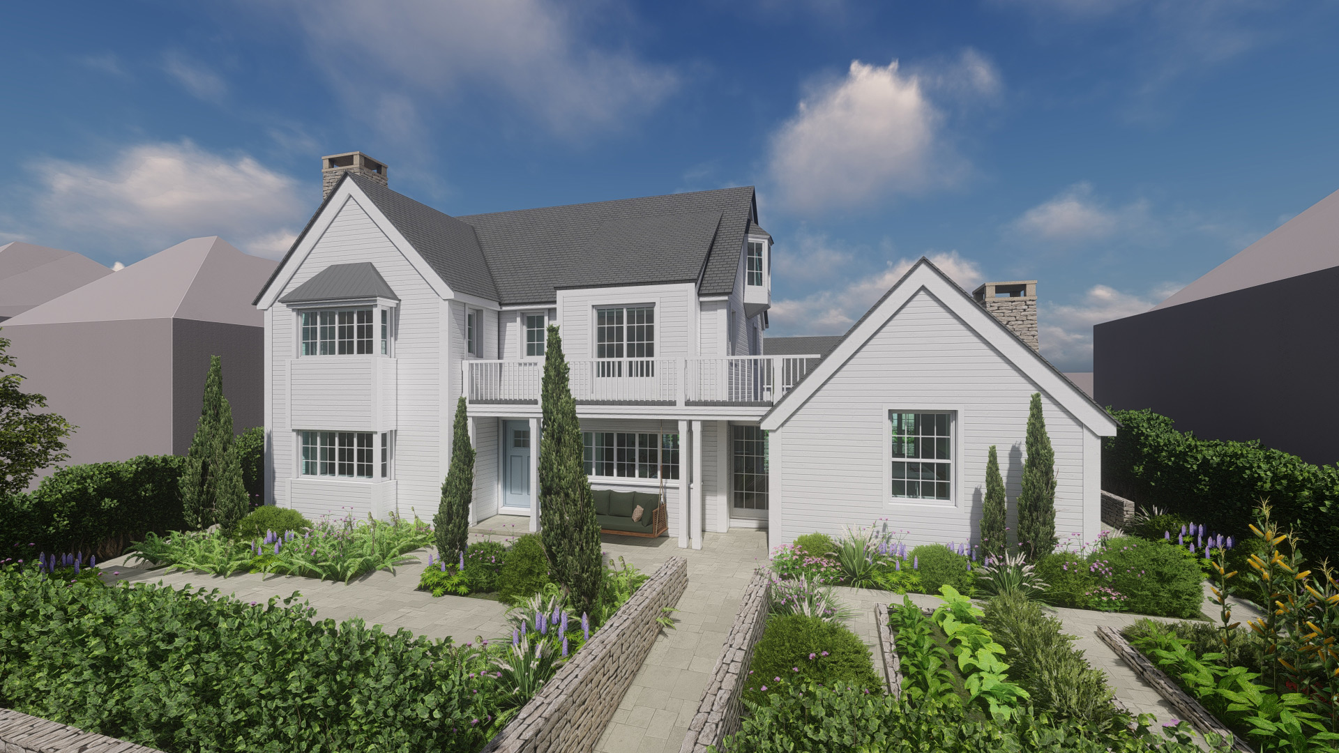 visual of new England style contemporary house