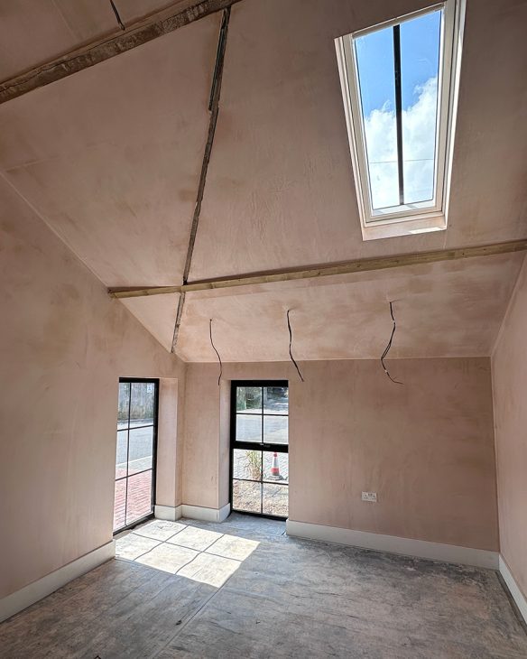 single storey music room with vaulted ceilings under construction