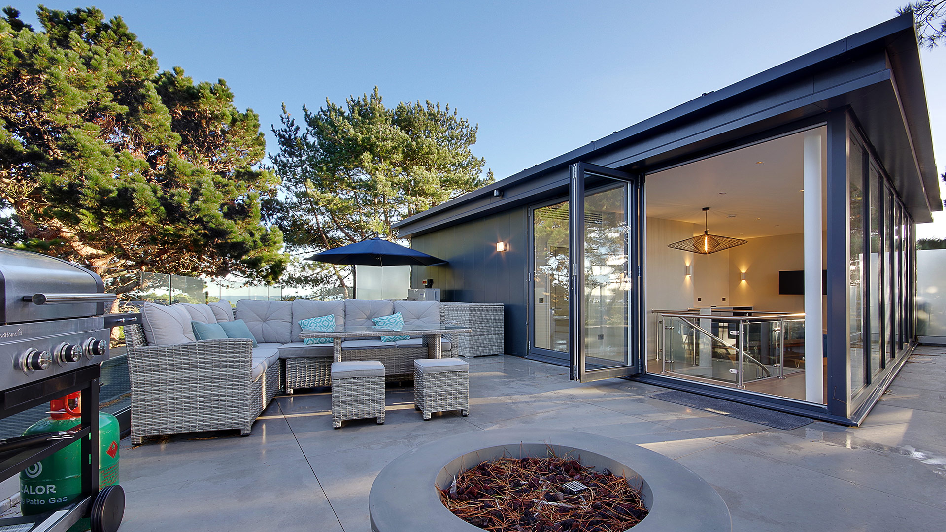 modern roof top pent house with outside seating area