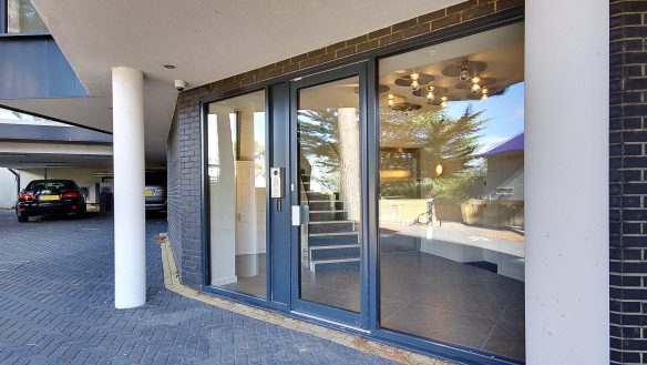 Ground floor entrance for apartments with glass door