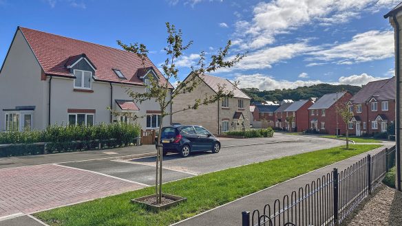 new housing development with red brick houses