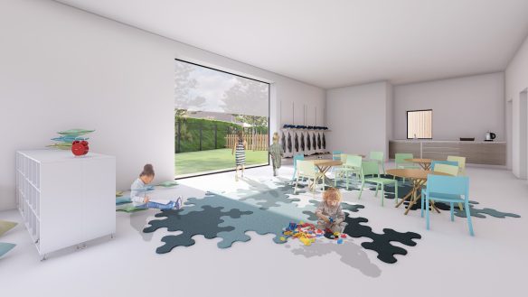 Visual for nursery classroom with window looking out to garden