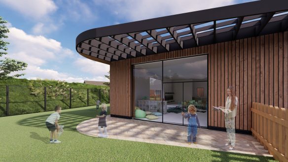 visual for outside of nursery classroom with timber cladding